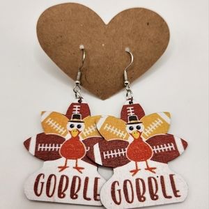 Gobble football turkey earrings